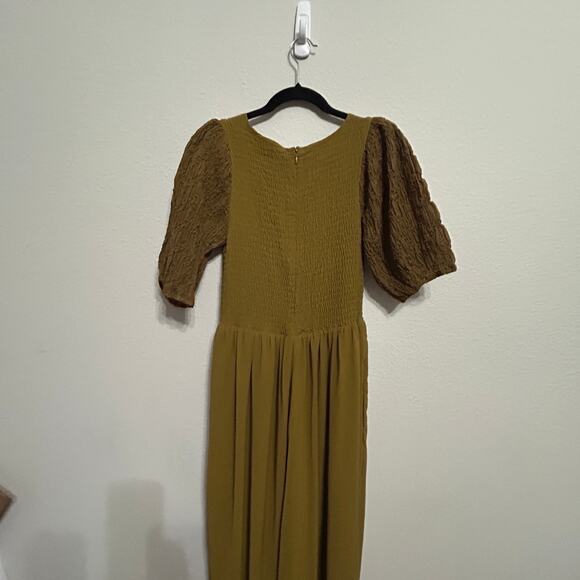 NEW Free People Temperley Jumpsuit Khaki Green Puff Sleeve Sm Goblincore Fairy - Picture 11 of 11